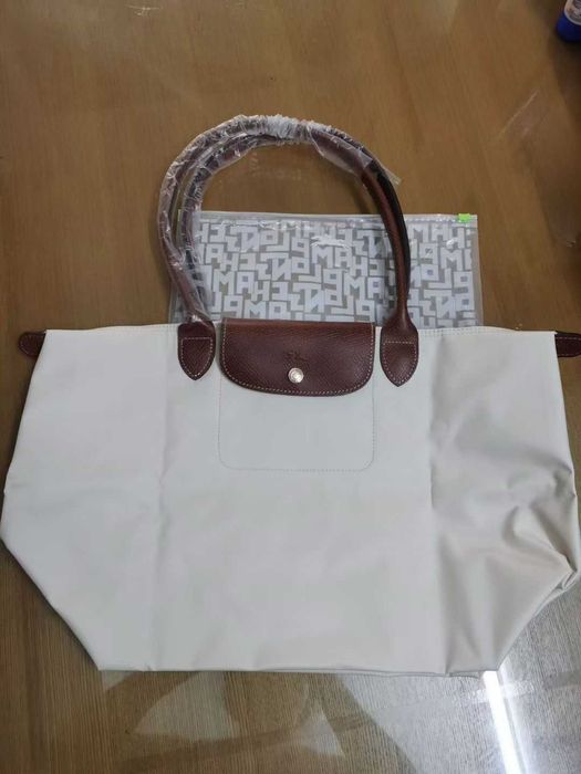 "Torba Damska"Longchamp_Le_Pliage_Nylon_Skóra_White