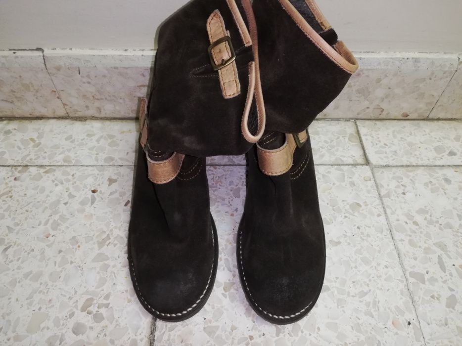 Botas castanhas camurça - Tam. 38