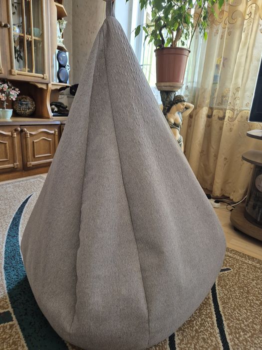 Кресло Мешок Груша Рогожка размер Большой Серый