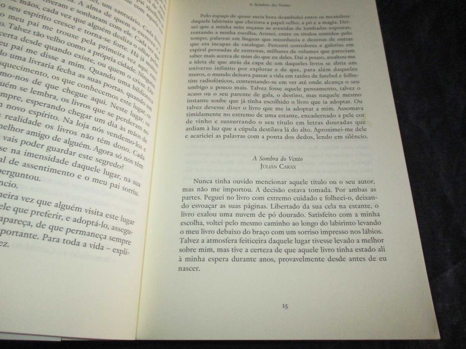 Livro A Sombra do Vento Carlos Ruiz Zafón