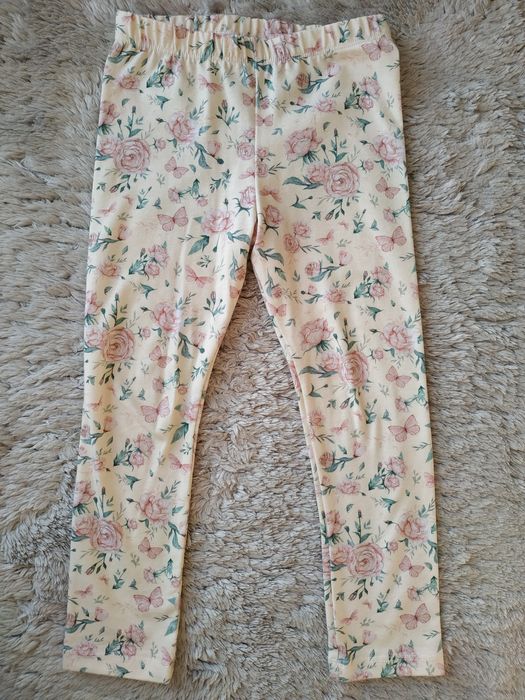 Legginsy dla dziewczynki/wiosna/lato/print/kwiaty/motyle/Haydi/r.98