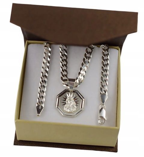 Łańcuszek Srebrny Męski 5,60 MM. + MEDALIK GRAWER -50%