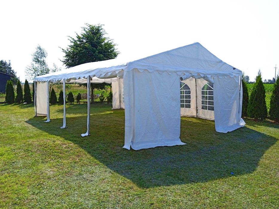 Wynajem namiotu plenerowego imprezowego zastawa obiadowa stoły ławki