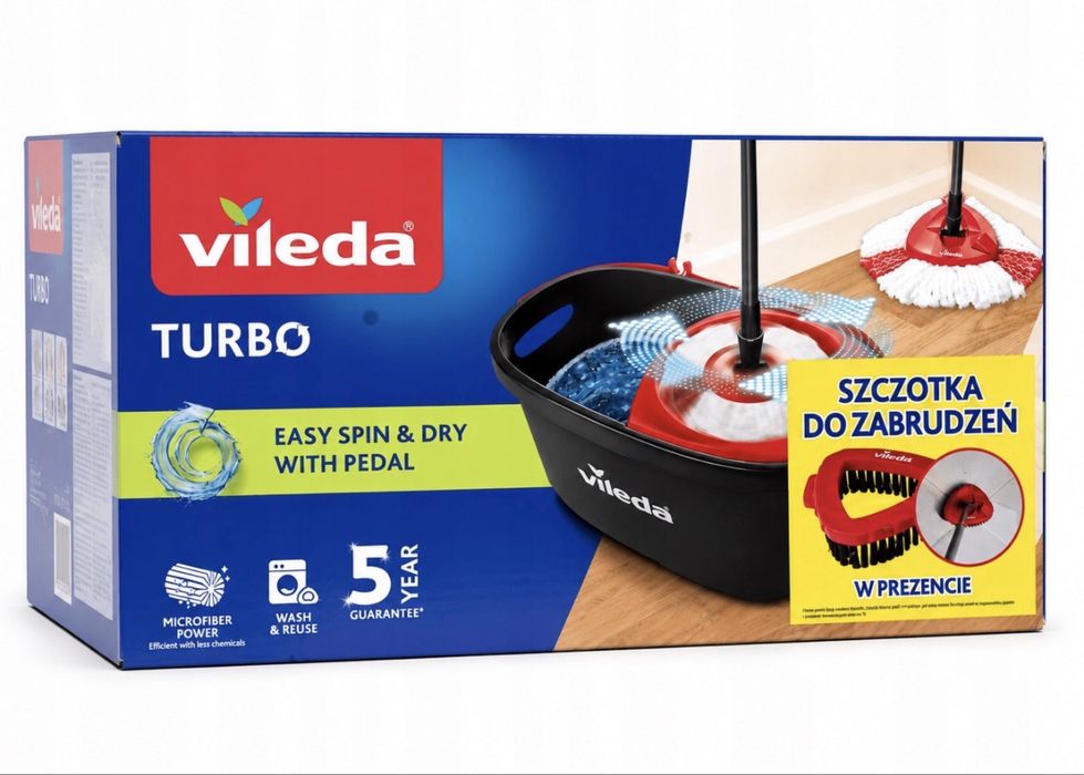 Vileda Turbo – Mop obrotowy z wiadrem i pedałem – NOWY