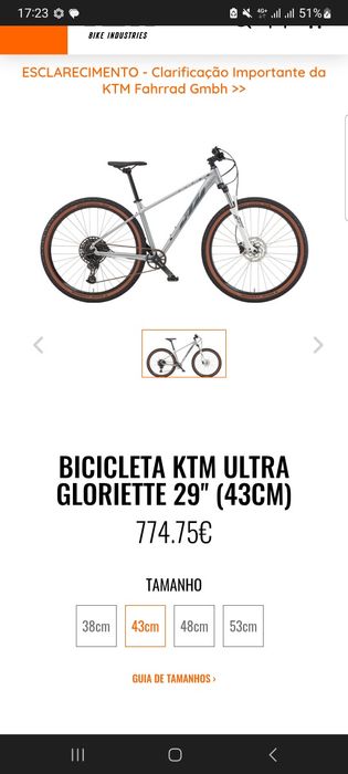 Bicicleta nova KTM Ultra Gloriette 29 43cm