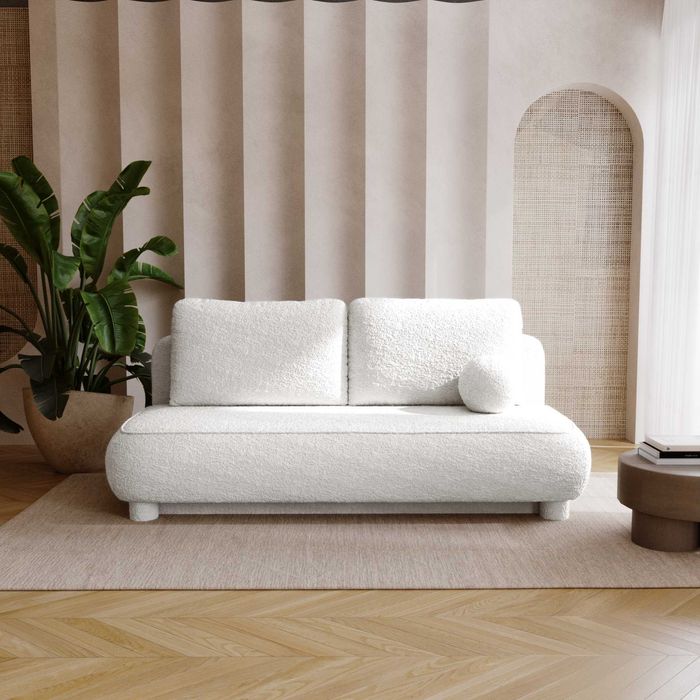 Wygodna Sofa Kanapa ABRIGO Rozkładana Funkcja Spania Pojemnik BOUCLE