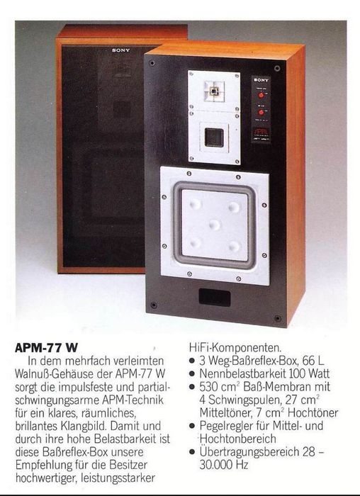 Głośniki retro vintage 1981 Sony APM-77