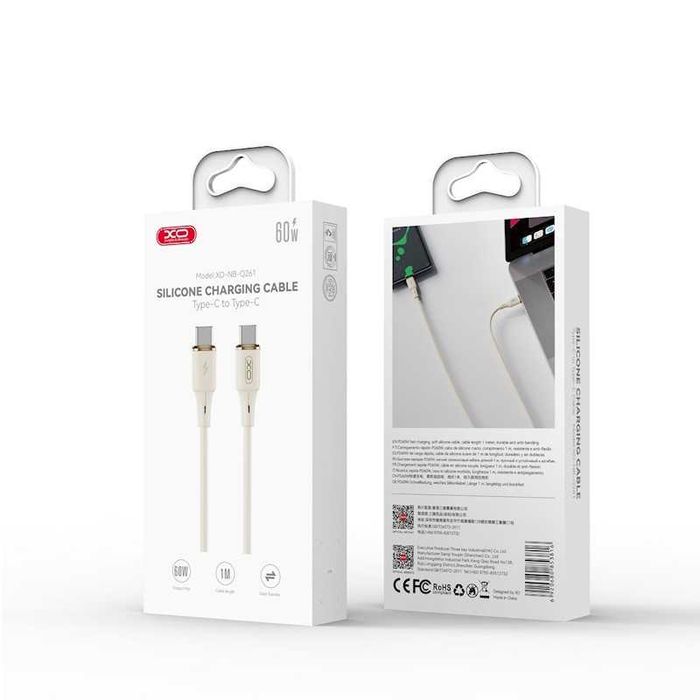 XO kabel NB-Q261 PD USB-C - USB-C 1m beżowy 60W   (Power Delivery)