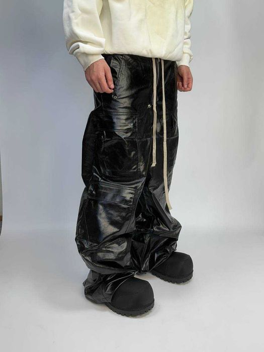 Rick Owens Bella cargo leather штаны джинсы кожаные opium archive