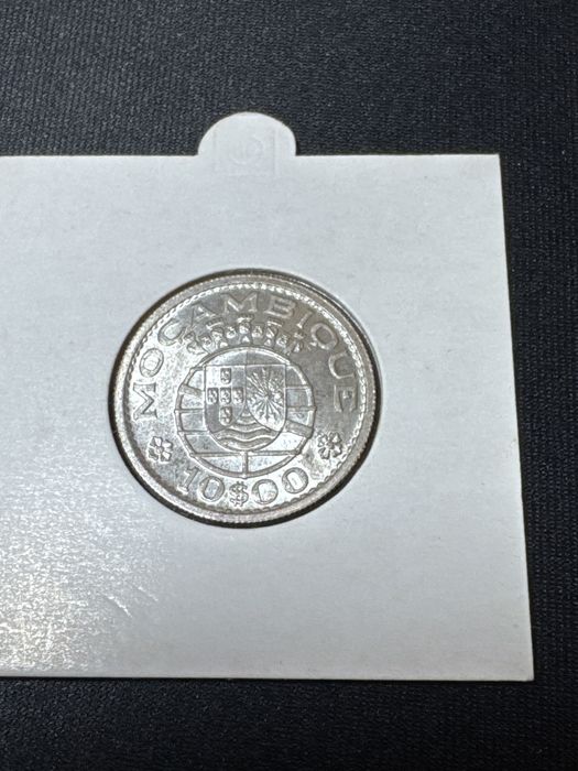 Moeda de prata Moçambique 10$00 1960