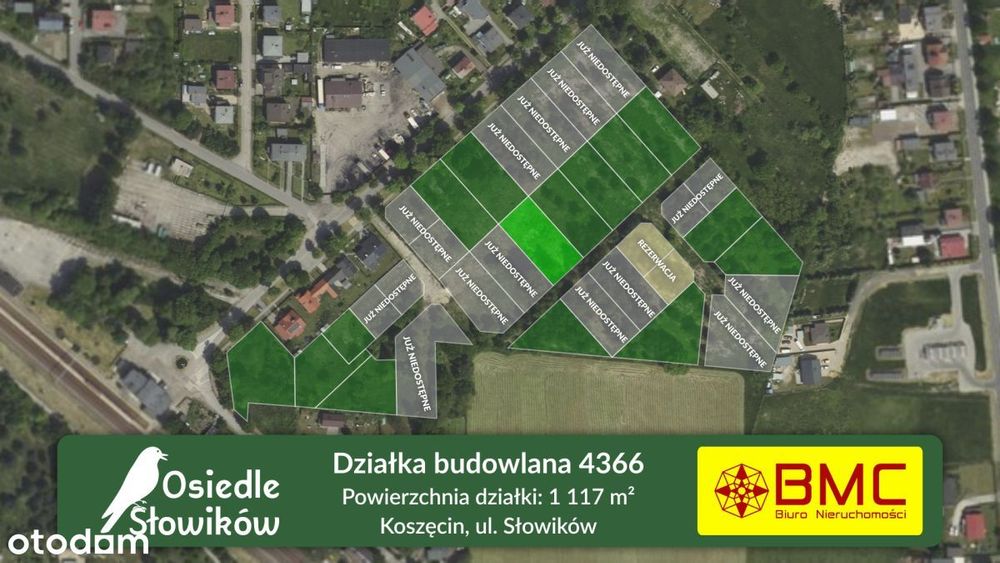 Działka budowlana Koszęcin 1117m2 Słowików