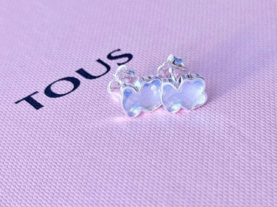 Tous color nowe kolczyki miś 1 cm jasny błękit