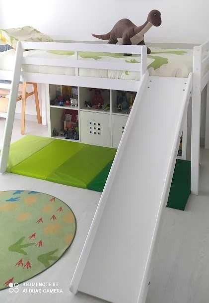 Cama Branca Infantil Mezanine com Escorrega | IMPECÁVEL