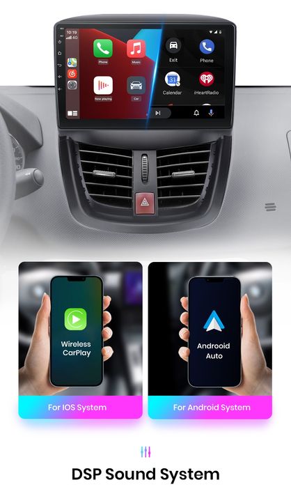Rádio 9" android Peugeot 206+ e 207 de 2006 a 2015 CARPLAY GPS Novo