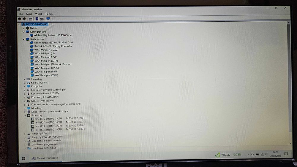 Laptop Dell Studio 1558 PP39L i3 3GB RAM 240GB SSD WIN10 Czerwony15,6"