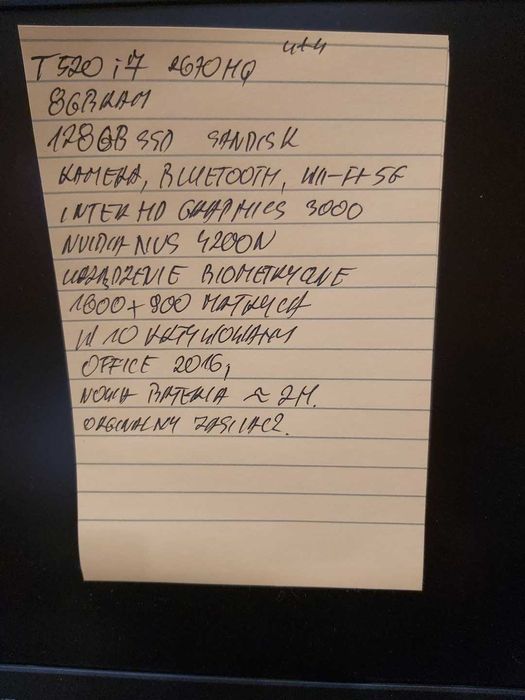 Lenovo T 520 i7  2670HQ/8RAM/128 SSD