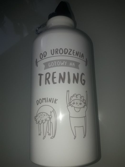 Bidon na wodę sportowy Od urodzenia Gotowy na trening - Dominik