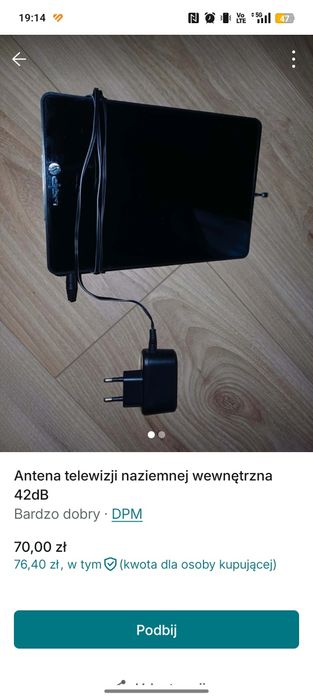 Antena TV pokojowa ze wzmacniaczem i filtrem LTE do odbioru cyfrowej telewizji naziemnej DVB-T / DVB-T2