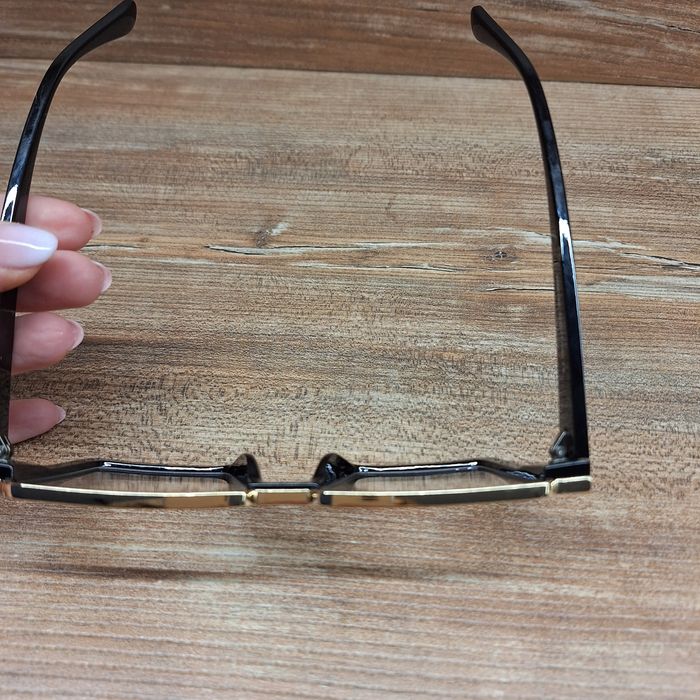 Okulary czarno złote oprawki duże seksowne