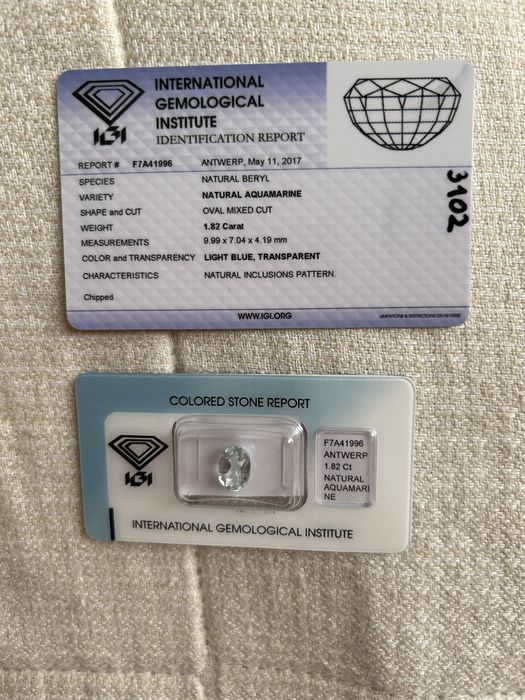 Pedra Aquamarina 1,82 ct