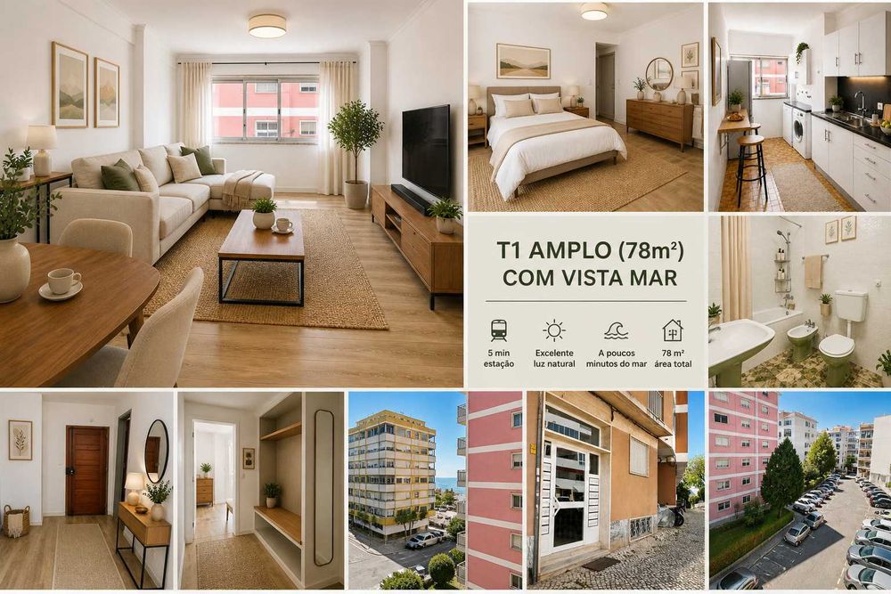 T1 amplo (78 m²) com vista mar | 5 min estação Paço de Arcos | Excelente luz natural — Oeiras E São Julião Da Barra, Paço De Arcos E Caxias, Lisboa