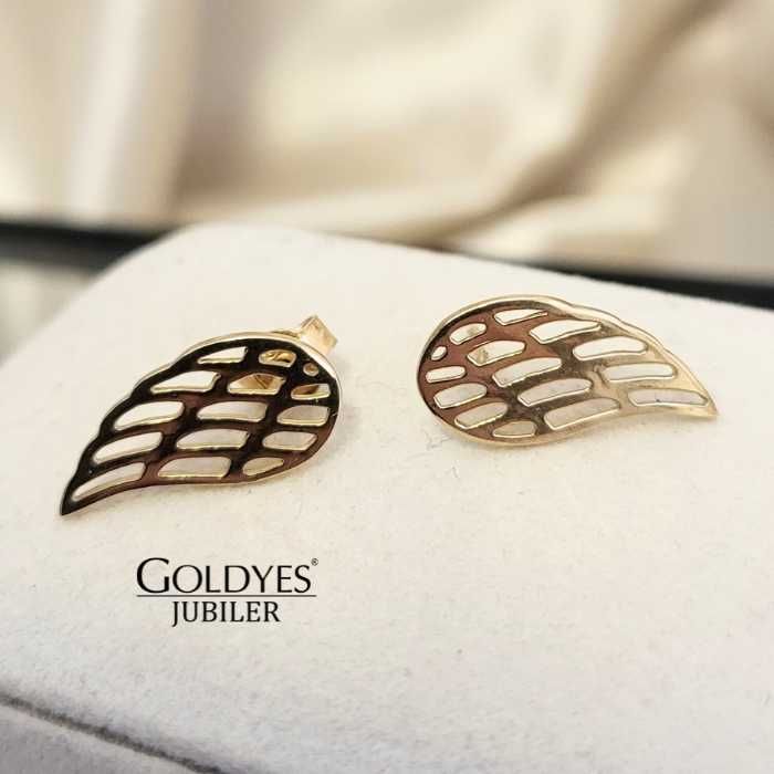 Złote kolczyki skrzydła próby 585 14 k
