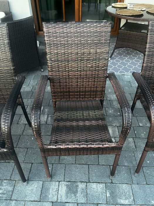 Zestaw ogrodowy technorattan – stół + 4 krzesła