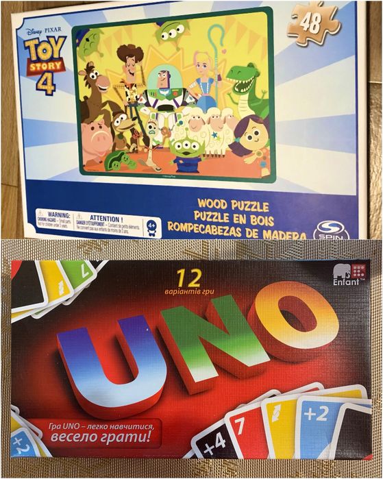 Пазлы из дерева. toy stoty 4 і гра uno