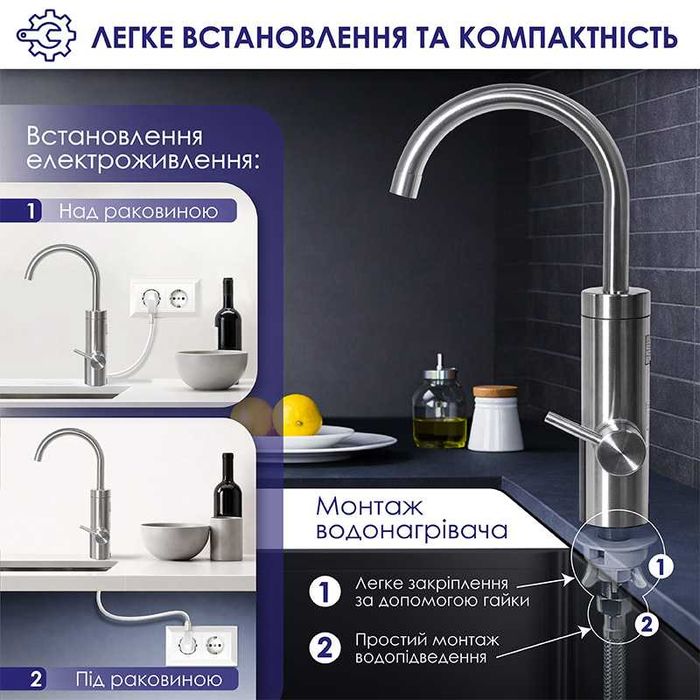 Готове рішення для дачі: водонагрівач з дисплеєм, 3кВт + шланг+дозатор