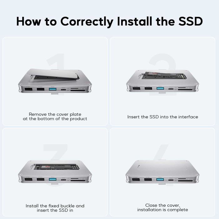 Hub Usb-c Do Imac Koncentrator Usb A/C 10 Gb/S Sd/Tf M.2 Ssd Case