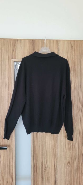 Czarny sweter męski lekki bawełna Adolfo Dominguez, roz S