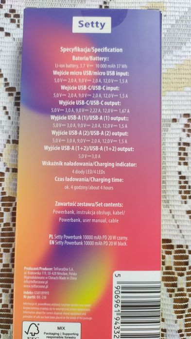 Powerbank z kabelkiem