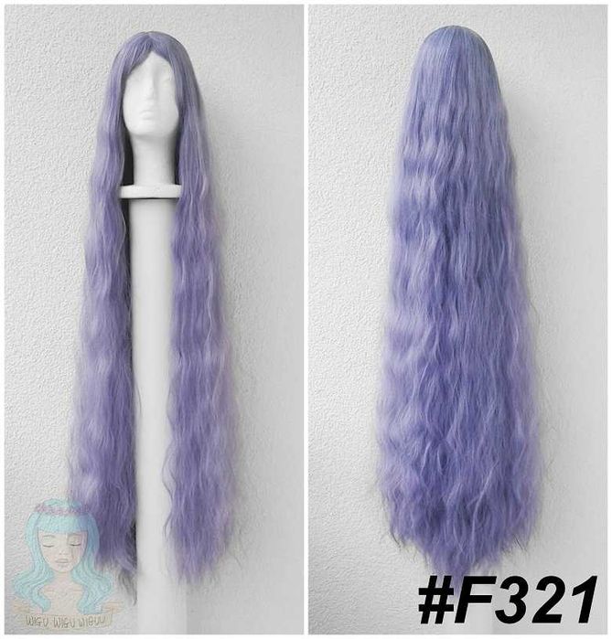 Długa fioletowa falowana peruka 120cm z grzywką cosplay fioletowy wig
