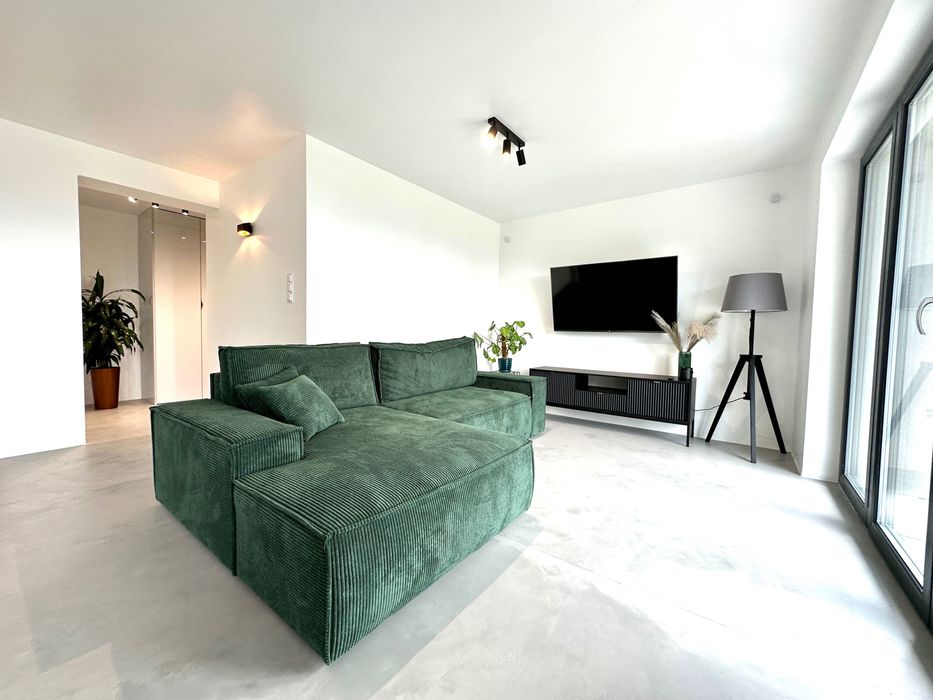 sofa narożnik rogówka z funkcją spania butelkowa zieleń 240x167 cm