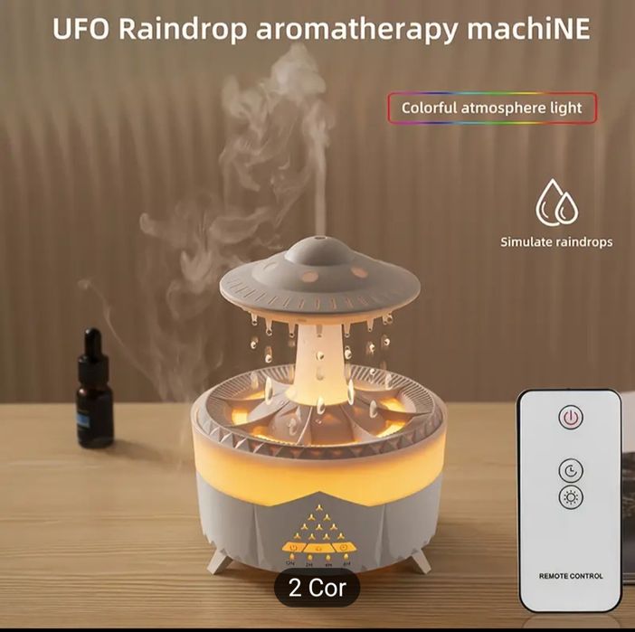 Humidificador com gotas de chuva