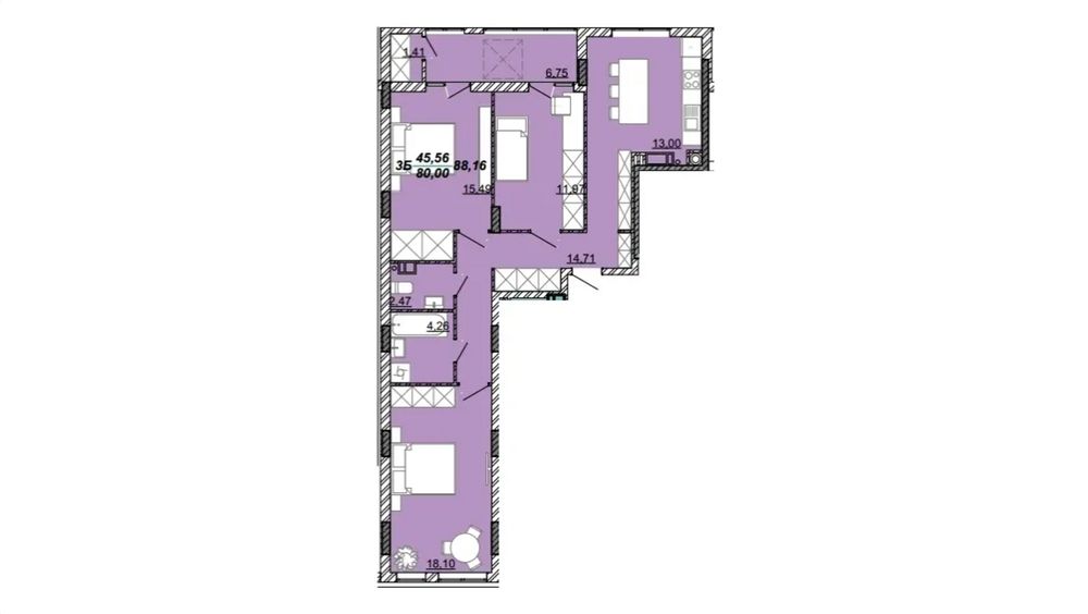 Продаж 3-кімнатної квартири, м. Кременець