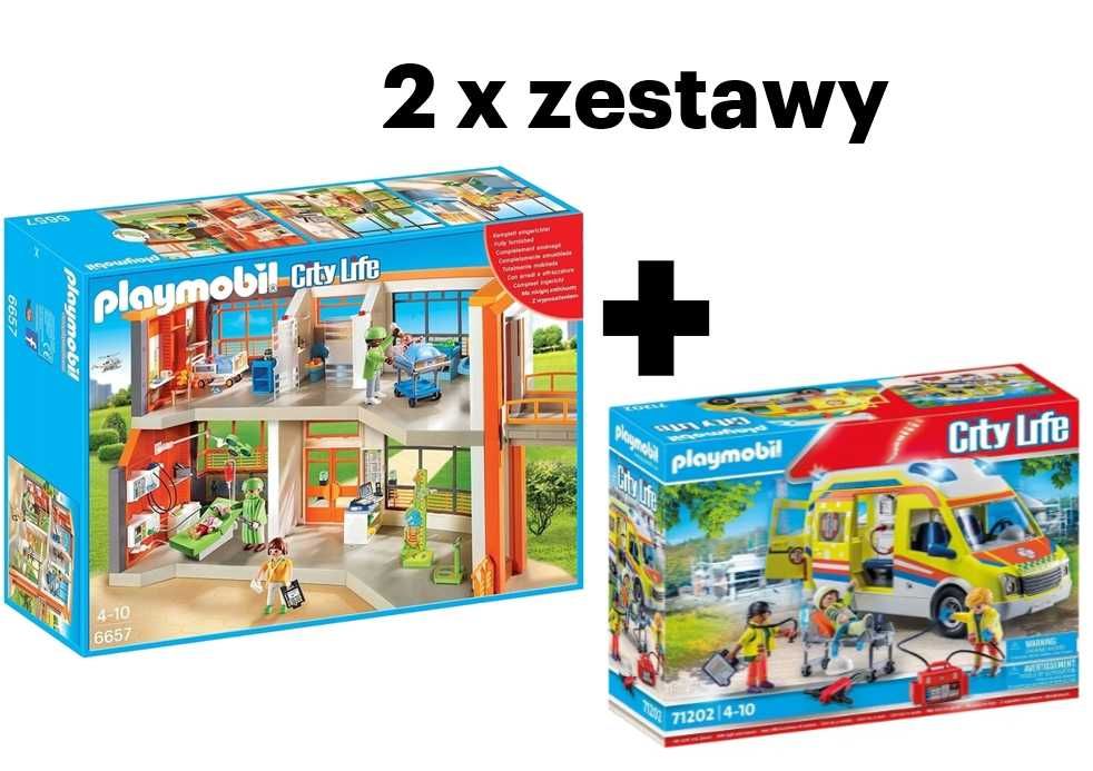 2 zestawy: Playmobil 6657 Szpital dziecięcy + 71202 Karetka pogotowia