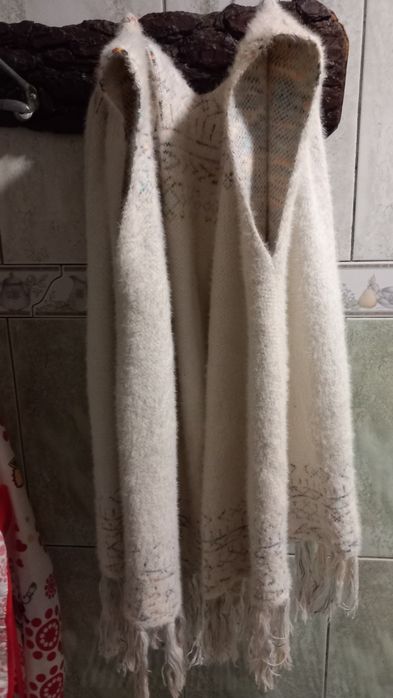 Casaco confortável quentinho aberto e sem mangas, tamanho M