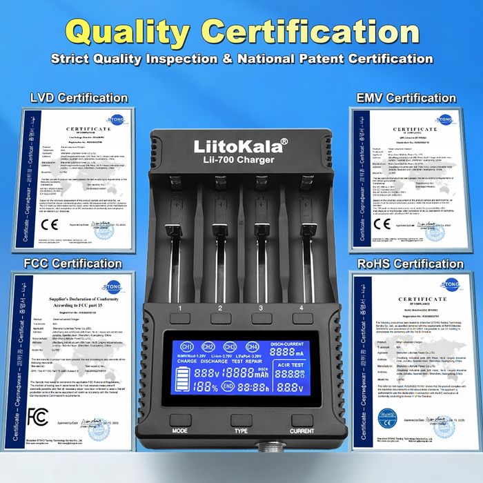 Розумний зарядний пристрій Liitokala Lii 700