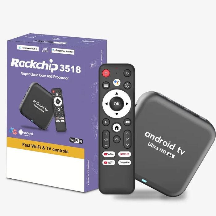 Приставка+аэромышь  Новинка Q18 4/32 Андроид14 голосовой пульт смар