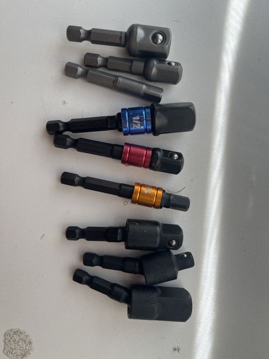 Набір 9 штук перехідників насадок адаптерів 1/4 на 1/4 3/8 1/2