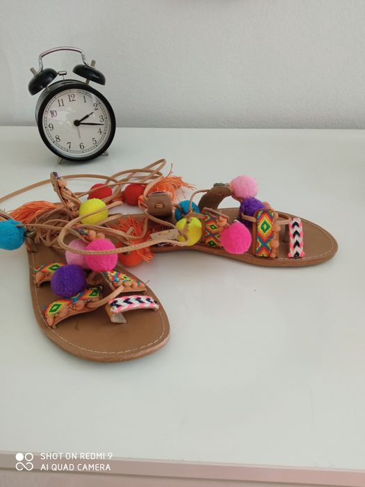 Sandały Boho frędzle pompony lato 37 Warszawa Mokotów