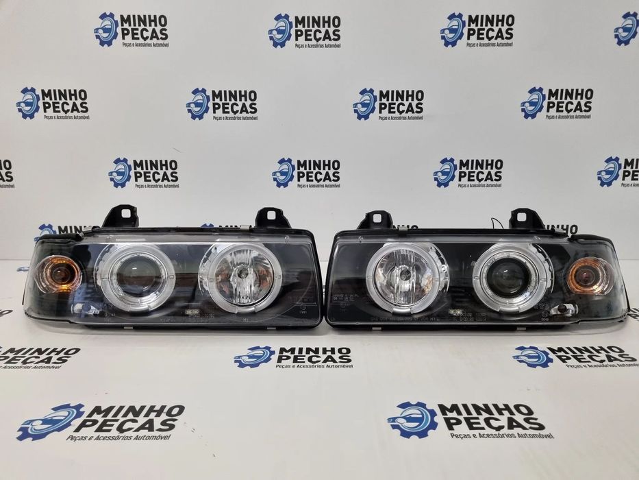 Faróis Angel Eyes BMW Série 3 (E36) Coupê/Cabrio Fundo Preto
