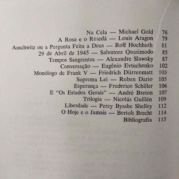 Poemas da Liberdade, Uma Antologia Poética de Dante a Brecht