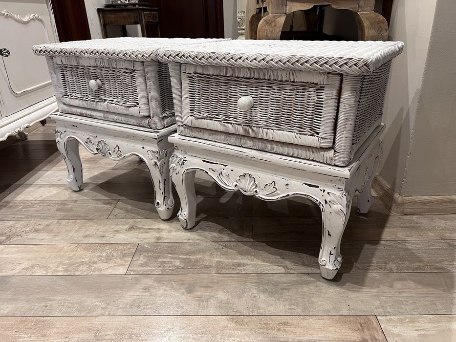 Ludwikowskie komody szafki z ratanem