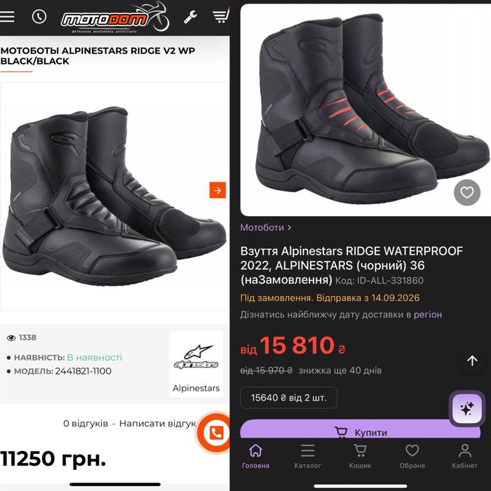Мотоботи Alpinestars Ridge V2 Gore Tex 42
