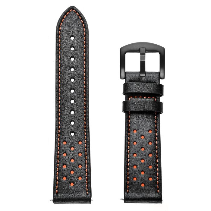 Bracelete Pele Preta com Prespontos Laranja 22mm