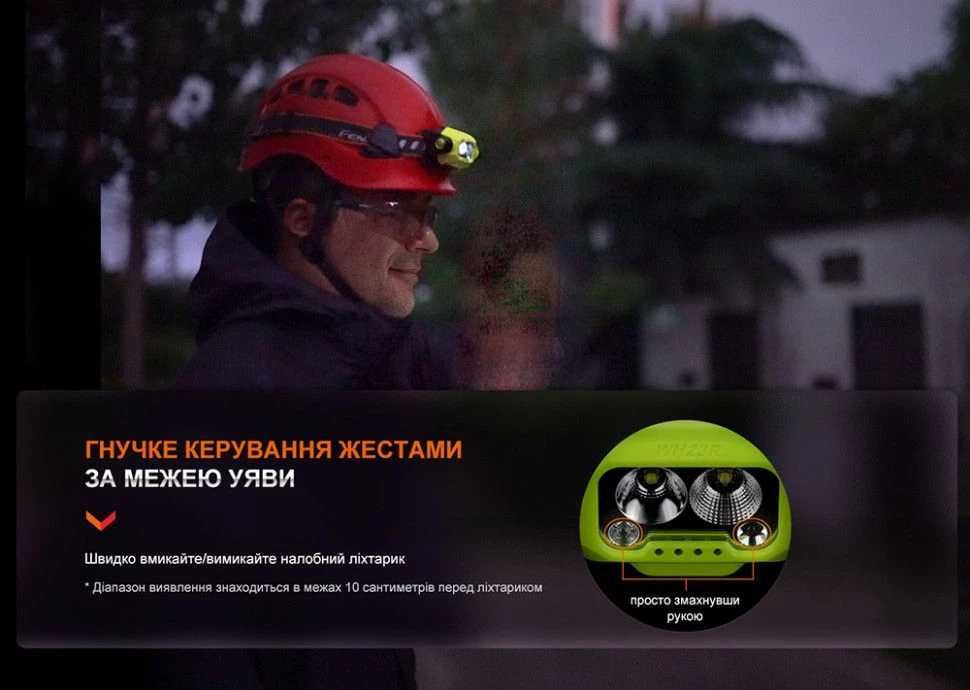 Fenix WH23R Ліхтар Налобний Датчиком Руху - Type-C - ГАРАНТІЯ 5 РОКІВ!