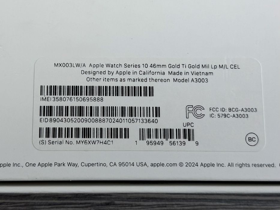 Apple Watch  Series 10 Gold Titanium 46 mm GPS LTE / 100%