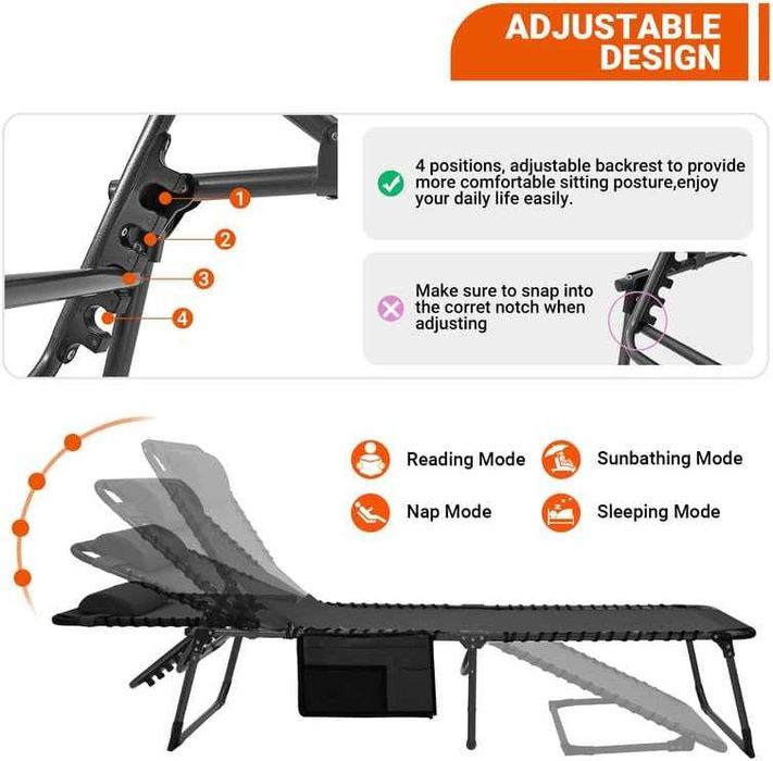 Nowy leżak ogrodowy / 2szt / leżanka / szezlong / przenośny !9392!